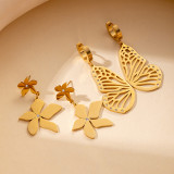 Stainless steel flower butterfly earrings