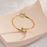 Stainless steel dog paw print open ring