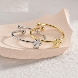 Stainless steel dog paw print open ring