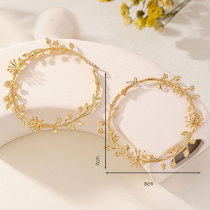 Large flower branch and leaf earrings