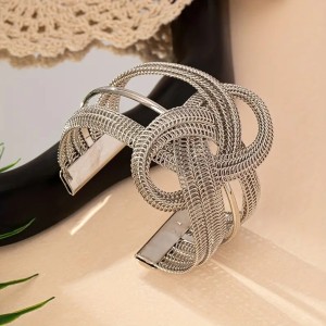 Mesh chain iron wire multi-layer winding open bracelet
