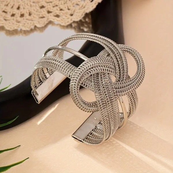 Mesh chain iron wire multi-layer winding open bracelet
