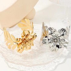 Metal Flower Leaf Bracelet