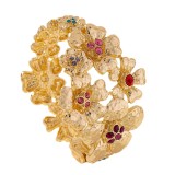 Metal flower colored diamond bracelet