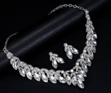 Alloy Water Diamond Wedding Party Earring Necklace Set