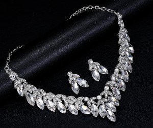 Alloy Water Diamond Wedding Party Earring Necklace Set