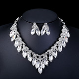 Alloy Water Diamond Wedding Party Earring Necklace Set