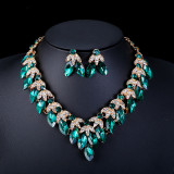 Alloy Water Diamond Wedding Party Earring Necklace Set