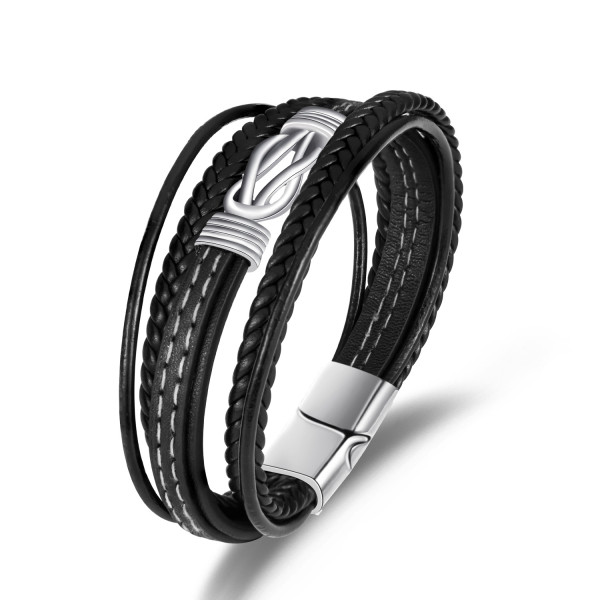 21CM Alloy woven leather bracelet