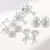 Flower Diamond Pearl Copper Earrings