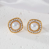 Stainless steel pearl earrings