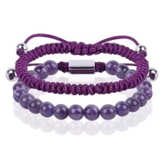 Blue turquoise bracelet set silver bead tail bead pink crystal purple agate silver bead blue turquoise woven bracelet