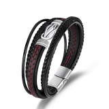 21CM Alloy woven leather bracelet