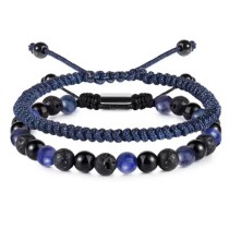 Blue turquoise bracelet set silver bead tail bead pink crystal purple agate silver bead blue turquoise woven bracelet