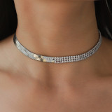 Butterfly rhinestone popular fashion short shiny necklace