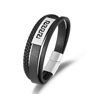 21CM Alloy woven leather bracelet