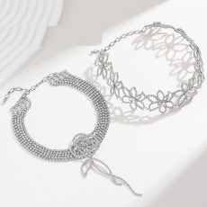 Exquisite flower necklace with alloy diamond copper inlaid with zirconium