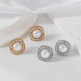 Stainless steel pearl earrings