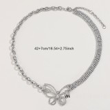 Butterfly rhinestone popular fashion short shiny necklace