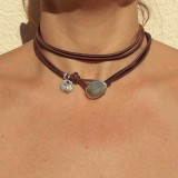 Bohemian turquoise leather layered necklace