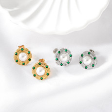 Stainless steel pearl earrings