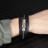 21CM Alloy woven leather bracelet
