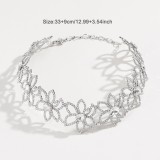 Exquisite flower necklace with alloy diamond copper inlaid with zirconium