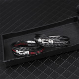 21CM Alloy woven leather bracelet