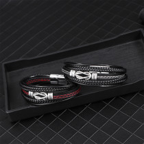 21CM Alloy woven leather bracelet