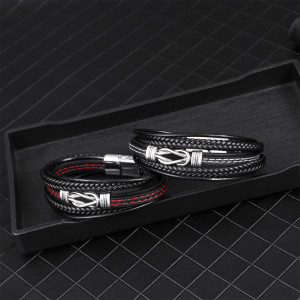21CM Alloy woven leather bracelet