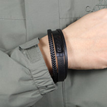 21CM Alloy woven leather bracelet