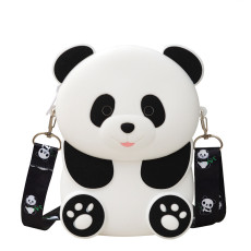 Cute children's shoulder bag, pinched and happy silicone cartoon panda coin purse