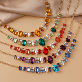 Full diamond necklace, colorful gemstones, fashionable banquet, super sparkling accessories