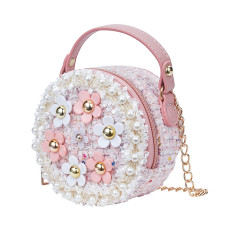 Children's handbag, princess bag, single shoulder handbag, fashionable chain, flower diagonal cross bag