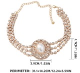 Super Flash Multi Layer Water Diamond Oval Pearl Pendant Elegant Bridal Jewelry Necklace