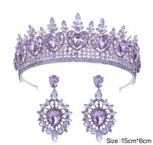 Alloy Crystal Crown Wedding Ball Party Bridal Crown Earring Set