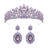 Alloy Crystal Crown Wedding Ball Party Bridal Crown Earring Set