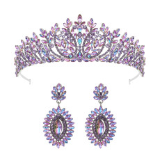 Alloy Crystal Crown Wedding Ball Party Bridal Crown Earring Set
