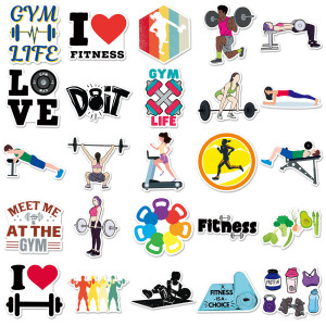 50 Fitness Graffiti Personalized Cartoon Weight Loss Exercise DIY Phone Cases, Water Cups, Luggage Waterproof Stickers