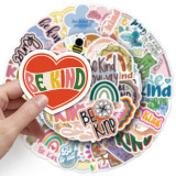50 friendly psychological graffiti stickers, be kind English slogan decoration, phone cases, tablets DIY waterproof stickers