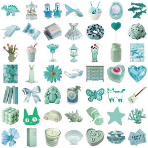 50 INS Mint Green Graffiti Stickers Decorative Guitar Notebook Luggage DIY Waterproof Stickers
