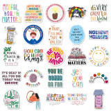 100 psychological health graffiti stickers, personalized English slogans, decorative water bottles, phone cases, computer waterproof stickers