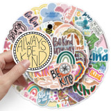 50 friendly psychological graffiti stickers, be kind English slogan decoration, phone cases, tablets DIY waterproof stickers