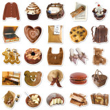 50 Brown Ins Style Handheld Account Stickers Art Fresh Simple Stickers DIY Mobile Computer Water Cup Decoration Waterproof Stickers