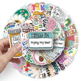 100 psychological health graffiti stickers, personalized English slogans, decorative water bottles, phone cases, computer waterproof stickers