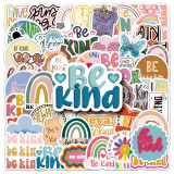 50 friendly psychological graffiti stickers, be kind English slogan decoration, phone cases, tablets DIY waterproof stickers