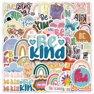 50 friendly psychological graffiti stickers, be kind English slogan decoration, phone cases, tablets DIY waterproof stickers