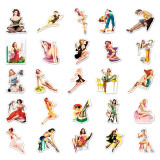 50 Posters Girl Cartoon Luggage Stickers Creative Graffiti Stickers Scooter Computer Tablet Water Cup Decoration Waterproof Stickers