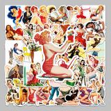 50 Posters Girl Cartoon Luggage Stickers Creative Graffiti Stickers Scooter Computer Tablet Water Cup Decoration Waterproof Stickers