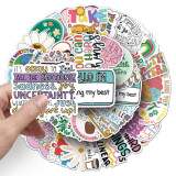 100 psychological health graffiti stickers, personalized English slogans, decorative water bottles, phone cases, computer waterproof stickers